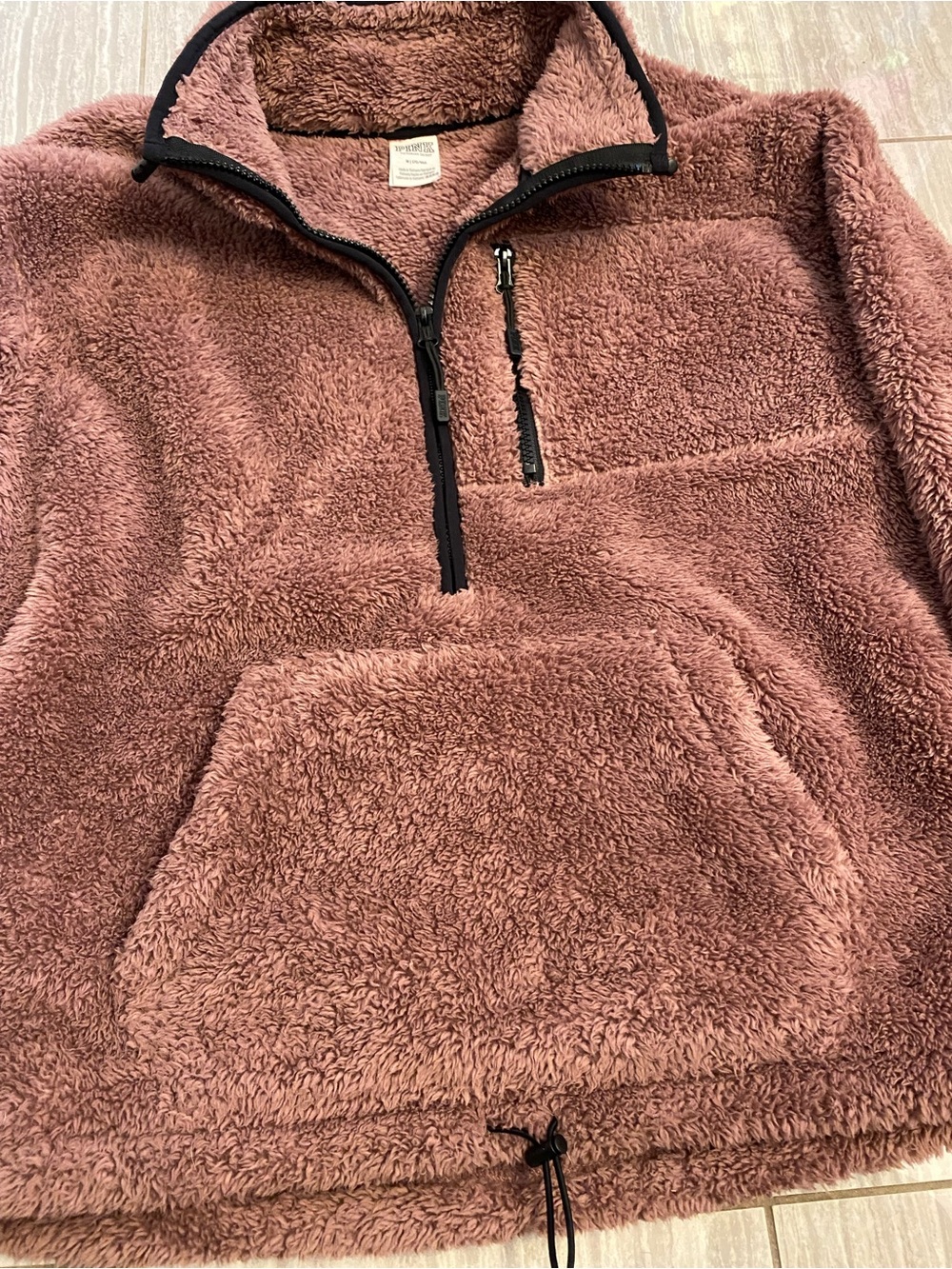 PINK Victoria's Secret Plush Half-Zip Sherpa Pullover - Mauve Pink